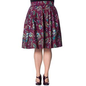 Banned Peacock Skirt in Burgundy